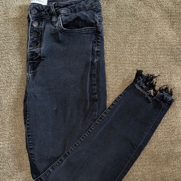Flying Monkey Dark Wash Distressed Ankle Jeans - Picture 1 of 4